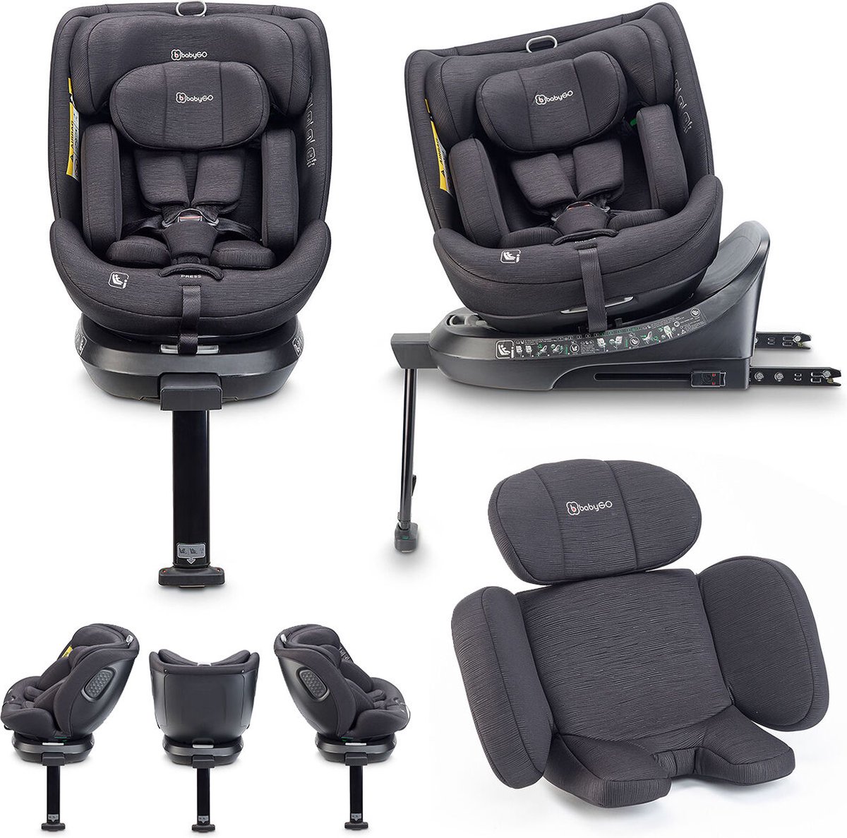Scaun auto rotativ cu isofix BabyGo MOVE360 40-150 cm certificat R129